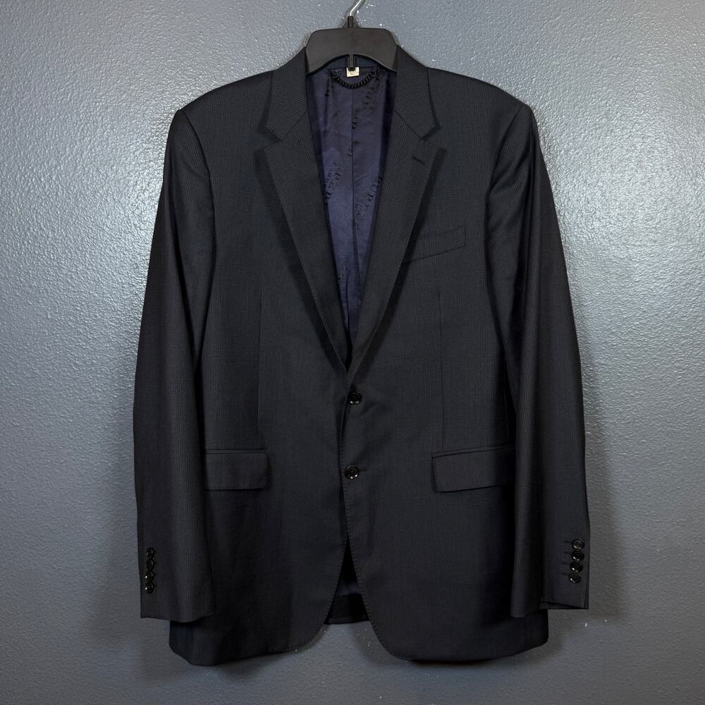 Burberry London 54L men’s blue suit jacket 2 dots blazer virgin wool
